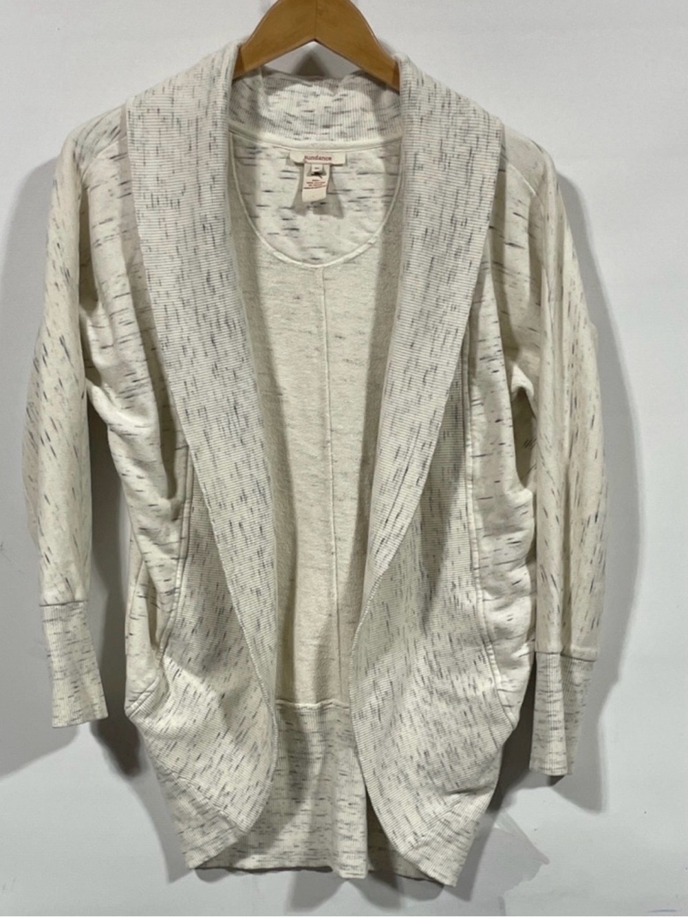 Sundance Cream Heather Open-Front Shawl Collar Jacket